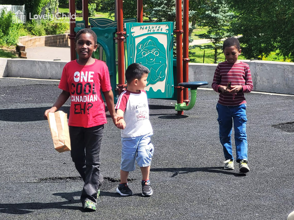 Children walking together at a nearby East Regina playground